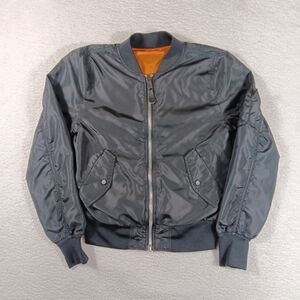 Vintage Alpha Industries Jacket Mens Small Black MA-1 Flight Bomber Reversible